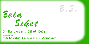 bela siket business card